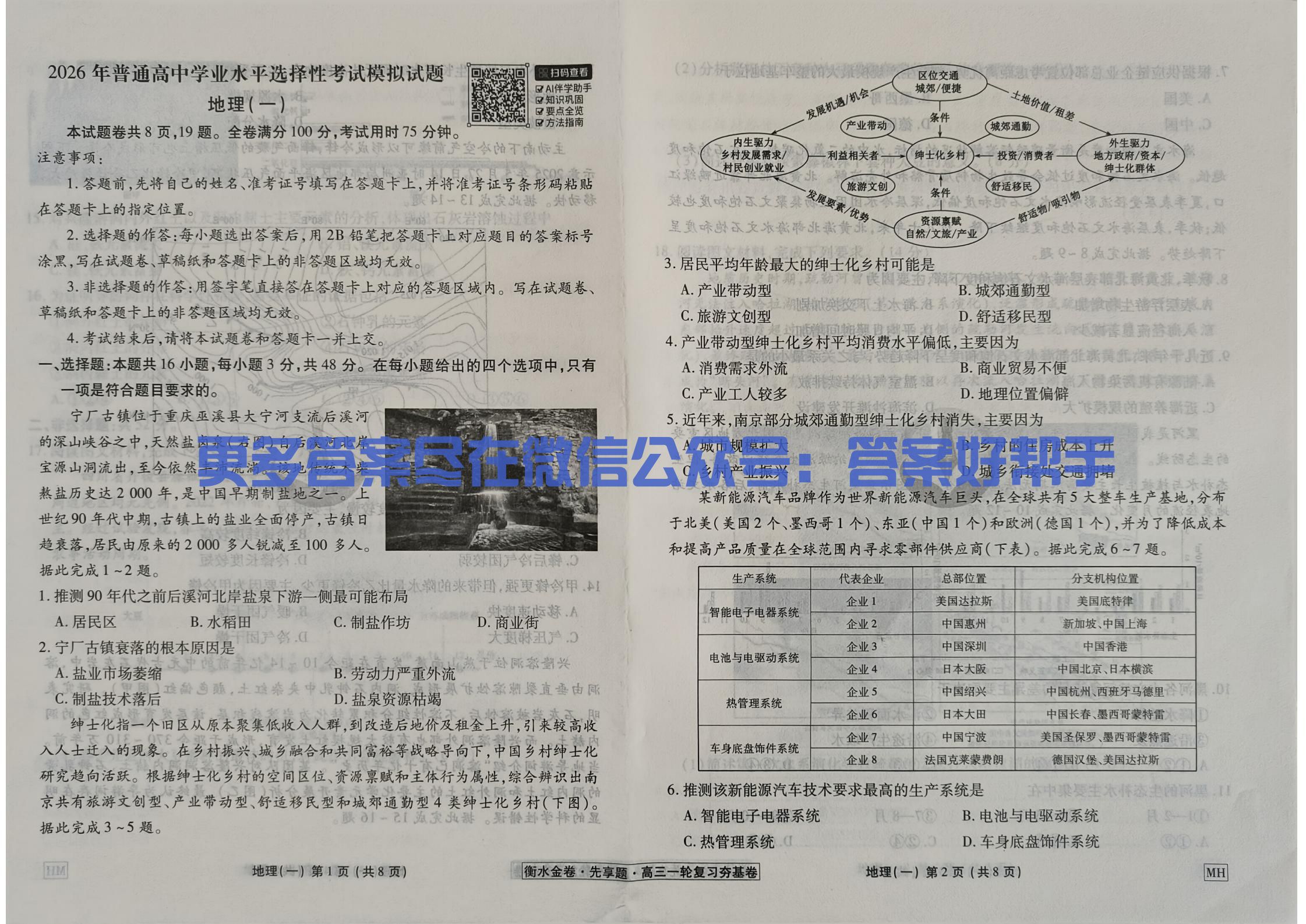 衡水金卷先享题2026年夯基卷地理MH1试卷(图2) 地理试卷MH_01.jpg